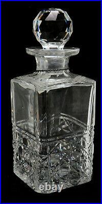 Vintage American Cut Crystal Glass Decanter With Porcelain Gin Label