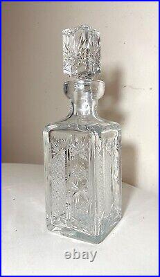 Vintage American brilliant cut clear crystal liquor wine decanter glass bottle