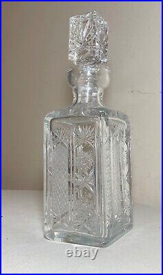 Vintage American brilliant cut clear crystal liquor wine decanter glass bottle