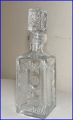 Vintage American brilliant cut clear crystal liquor wine decanter glass bottle