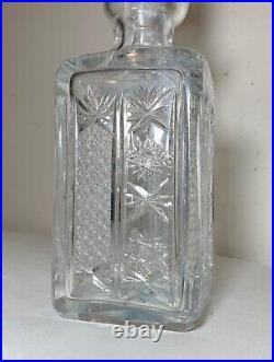 Vintage American brilliant cut clear crystal liquor wine decanter glass bottle