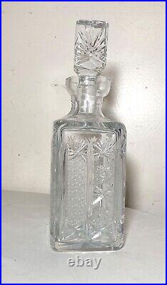 Vintage American brilliant cut clear crystal liquor wine decanter glass bottle