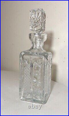 Vintage American brilliant cut clear crystal liquor wine decanter glass bottle