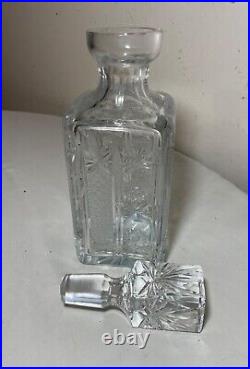 Vintage American brilliant cut clear crystal liquor wine decanter glass bottle