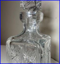 Vintage American brilliant cut clear crystal liquor wine decanter glass bottle