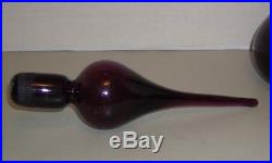 Vintage Amethyst Purple Decanter 14 Blown Glass Wine Tear Drop Stopper