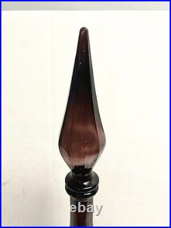 Vintage Amethyst Purple Empoli Glass Genie Bottle Decanter WithStopper