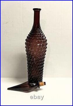 Vintage Amethyst Purple Empoli Glass Genie Bottle Decanter WithStopper