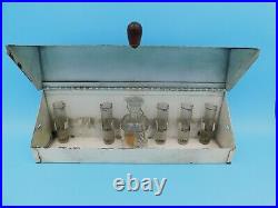 Vintage Ammonia Saturation Testing Kit Glass Bottle Decanter w 5 Vials in Case