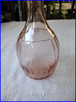 Vintage Anchor Hocking Mayfair Pink Depression Glass Decanter