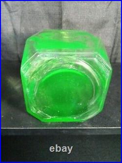 Vintage Anchor Hocking green depression uranium vaseline glass decanter bottle