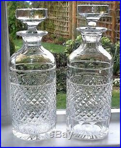 Vintage Anglo Irish Cut Crystal Glass Decanter Pair Vintage Anglo Irish Cut Crystal Glass Decanter Pair