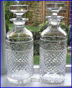 Vintage Anglo Irish Cut Crystal Glass Decanter Pair