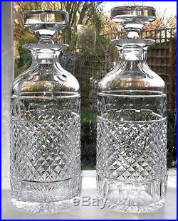 Vintage Anglo Irish Cut Crystal Glass Decanter Pair