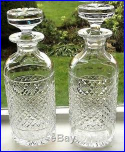 Vintage Anglo Irish Cut Crystal Glass Decanter Pair