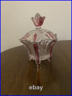 Vintage Anna Hutte Germany Lead Crystal Decanter Set Cranberry Flash 7pc