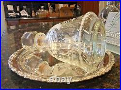 Vintage/Antique Crystal Glass Decanter with Etched Grape Vines and Stopper