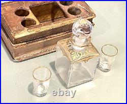 Vintage Antique Faux Books Hidden Bar Shot Glass Decanter Liquor Barware Set