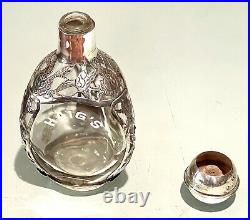 Vintage Antique HAIG'S Crystal Cut Sterling Silver Decor Glass Decanter Bottle