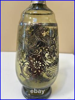 Vintage Antique Victorian Cordial Set Glass Decanter with 6 Shot Glasses Unique