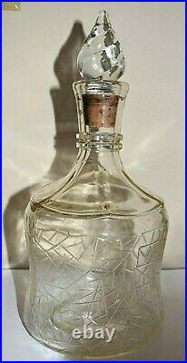Vintage/Antique Webbed Glass Decanter with a Solid Swirled Crystal Stopper 10+
