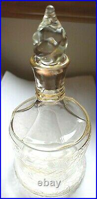 Vintage/Antique Webbed Glass Decanter with a Solid Swirled Crystal Stopper 10+