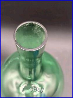 Vintage Apple Green & Cobalt Blue Glass Decanters With Glass Stoppers Barware