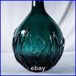 Vintage Aqua Green Gothic Leafs Crawling Out Decanter Bottle