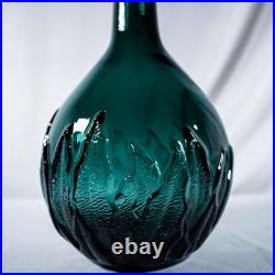 Vintage Aqua Green Gothic Leafs Crawling Out Decanter Bottle