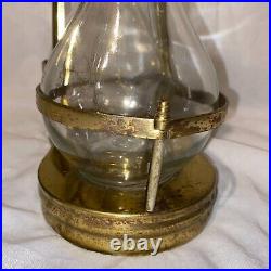 Vintage Art Deco Double Glass & Brass Wine Decanter Bottle Music Box Lock