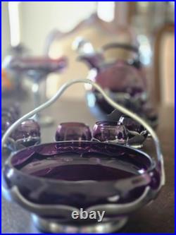 Vintage Art Deco Farber Brothers amethyst glass decanter set no. 87496 1924011