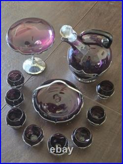 Vintage Art Deco Farber Brothers amethyst glass decanter set no. 87496 1924011