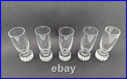 Vintage Art Deco Machine Age Cut Glass Decanter Set with Five Cordial Glasses