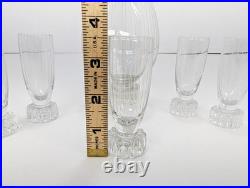 Vintage Art Deco Machine Age Cut Glass Decanter Set with Five Cordial Glasses