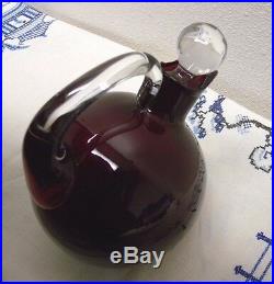 Vintage Art Deco Ruby Glass Liqueur Decanter Dispenser & 6 Glasses Set