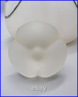 Vintage Art Deco Satin Glass Decanter with Silver Overlay Accents 9.5 Tall