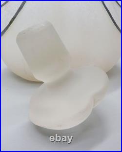 Vintage Art Deco Satin Glass Decanter with Silver Overlay Accents 9.5 Tall