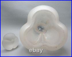 Vintage Art Deco Satin Glass Decanter with Silver Overlay Accents 9.5 Tall