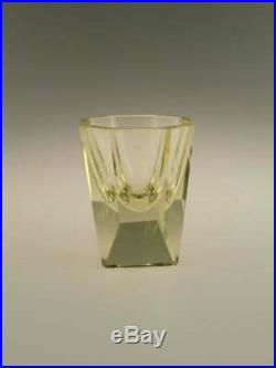 Vintage Art Deco Yellow Cut Glass Cocktail Liqueur Set Citrine Decanter Carafe
