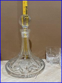 Vintage Atlantis Portugal Crystal Decanter 4 Whiskey Glasses 5 Pc Bar Set