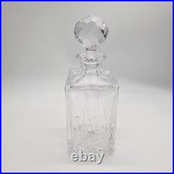 Vintage Atlantis Square Whisky Decanter with Faceted Cut Stopper Signed Heavy