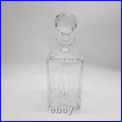 Vintage Atlantis Square Whisky Decanter with Faceted Cut Stopper Signed Heavy