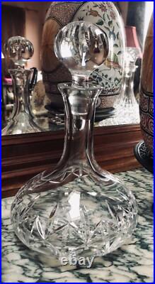 Vintage/Atq. Lead Crystal Decanter w Stopper Alcohol Cut Glass Carafe With Lid