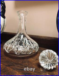 Vintage/Atq. Lead Crystal Decanter w Stopper Alcohol Cut Glass Carafe With Lid