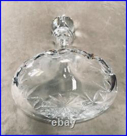 Vintage/Atq. Lead Crystal Decanter w Stopper Alcohol Cut Glass Carafe With Lid
