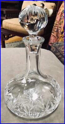 Vintage/Atq. Lead Crystal Decanter w Stopper Alcohol Cut Glass Carafe With Lid