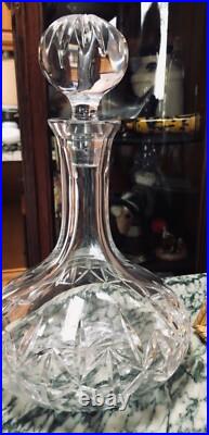 Vintage/Atq. Lead Crystal Decanter w Stopper Alcohol Cut Glass Carafe With Lid
