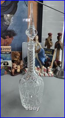 Vintage BEYER West German Unusual Tall Crystal Glass Decanter & Stopper Rare