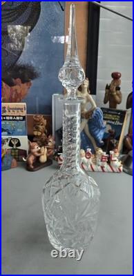 Vintage BEYER West German Unusual Tall Crystal Glass Decanter & Stopper Rare