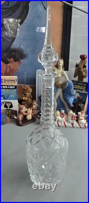 Vintage BEYER West German Unusual Tall Crystal Glass Decanter & Stopper Rare